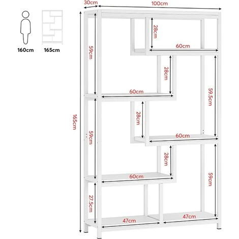Tribesigns Bookcase Bookshelf Industrial, 5 Tier Free Standing Shelving Display Storage Unit For Living Room, Home Office - Image 5