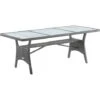 Casaria Poly Rattan Garden Table With Shelf Safety Glass Top Plate 190x90x74cm Weatherproof Patio Dining Colour Choice Grey