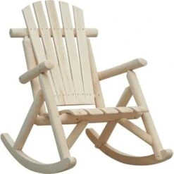 Outsunny Wooden Traditional Rocking Chair Lounger Relaxing Garden Seat Burlywood