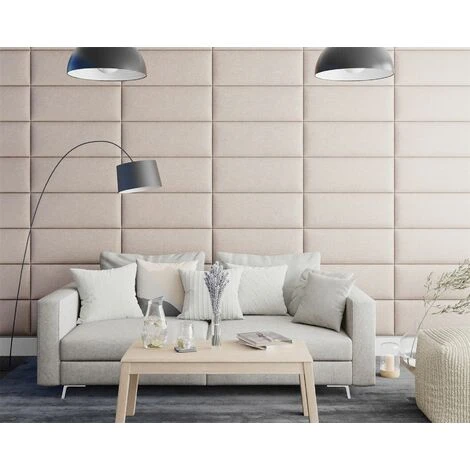 Aspire EasyMount Wall Mounted Upholstered Panels, Modular DIY Headboard In Saxon Twill Fabric, Natural (Pack Of 2) - Image 4