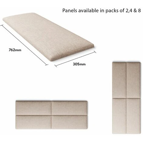 Aspire EasyMount Wall Mounted Upholstered Panels, Modular DIY Headboard In Saxon Twill Fabric, Natural (Pack Of 2) - Image 5