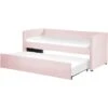 Trundle Bed Light Pink Glam Velvet Upholstery Slats EU Single Troyes