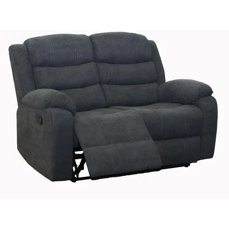 BOSTON MANUAL FABRIC RECLINER SOFA SUITE AMRCHAIR GREY 2 SEATER - Image 2