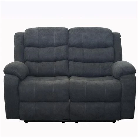 BOSTON MANUAL FABRIC RECLINER SOFA SUITE AMRCHAIR GREY 2 SEATER - Image 3