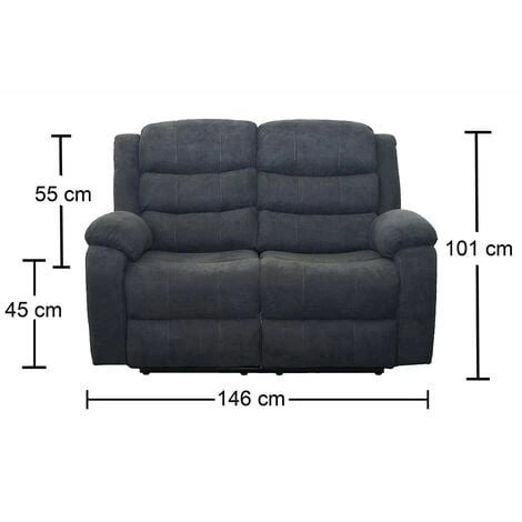 BOSTON MANUAL FABRIC RECLINER SOFA SUITE AMRCHAIR GREY 2 SEATER - Image 4
