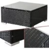 AREBOS Polyrattan Glass Coffee Table Side Table Garden Table Black