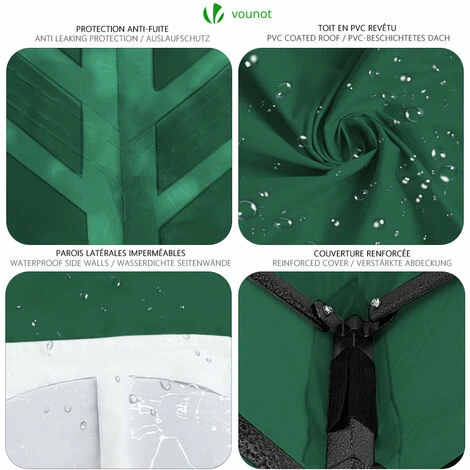 VOUNOT 3x3m Heavy Duty Gazebo With 4 Sides, Pop Up Gazebo Fully Waterproof Party Tent With Roller Bag And Leg Weights, Green - Image 4