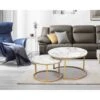 Double Nested Coffee Table Set Marble Effect Nesting Sofa Side Table Living Room