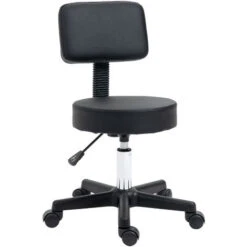 HOMCOM Beautician's Adjustable Swivel Salon Chair W/ Padded Seat Back 5 Wheels Black