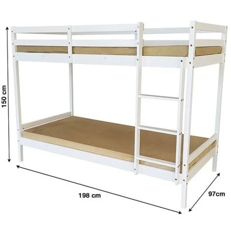 Mecor Bunk Bed (Frame Only) - White - Image 2