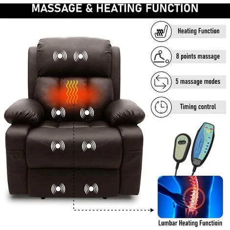 Leather Recliner Armchair, Electric Auto Recliner Massage Sofa Chair, Upto 180kg Weight Capacity, Single Motor Auto Recliner Chair With Side Pocket For Lounge, Home, Living Room - Image 2