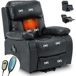 Leather Recliner Armchair, Electric Auto Recliner Massage Sofa Chair, Upto 180kg Weight Capacity, Single Motor Auto Recliner Chair With Side Pocket For Lounge, Home, Living Room