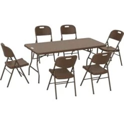 OUTSUNNY Outsuny HDPE Molding Design Resin Rattan Dining Set, Foldable Table & Chairs