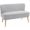 HOMCOM Modern Double Seat Sofa Compact Loveseat Couch Padded Velvet Wood Legs Grey