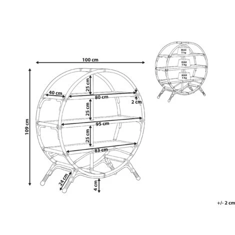 Bookcase 3 Tiers Light Wood Natural Rattan Open Back Oval Room Divider Tuvalu II - Image 3