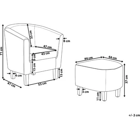 Classic Fabric Tub Chair With Footstool Grey Fabric Armchair Living Room Holden - Image 3