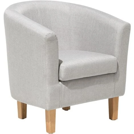 Classic Fabric Tub Chair With Footstool Grey Fabric Armchair Living Room Holden - Image 4