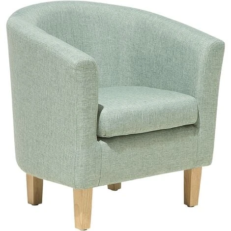 Classic Fabric Tub Chair With Footstool Green Fabric Armchair Living Room Holden - Image 4