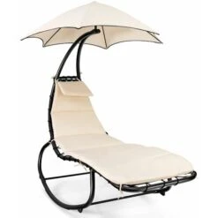 Patio Hammock Lounge Chair With Canopy Rocking Swing Chaise Lounge With Cushion