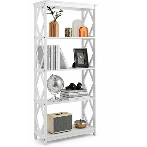 4-Tier Wood Bookshelf Freestanding Storage Rack Bookcase Display Rack Organizer