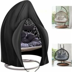 GTA Hanging Chair Cover Egg Garden Chair Cover Waterproof Heavy Duty 420D Oxford Cloth Black 248x215cm