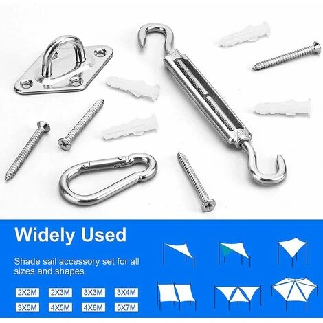 GTA Heavy Duty M8 Shade Sail Fixing Kit 304 Stainless Steel Triangle & Square Canopy Fixing Kit Accessory Kit - Image 5