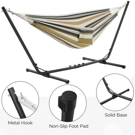 Yaheetech Double Hammock Bed & Stand Indoor/Outdoor, Desert Stripe - Image 3