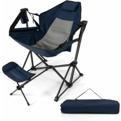 Hammock Camping Chair Folding Camping Swinging Chair W/ Retractable Footrest