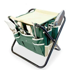 Folding Garden Stool With Tool Bag Gardening Tool Holder Stool For Fishing Picnic Travel Hiking