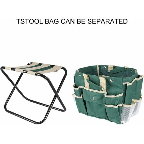 Folding Garden Stool With Tool Bag Gardening Tool Holder Stool For Fishing Picnic Travel Hiking - Image 2