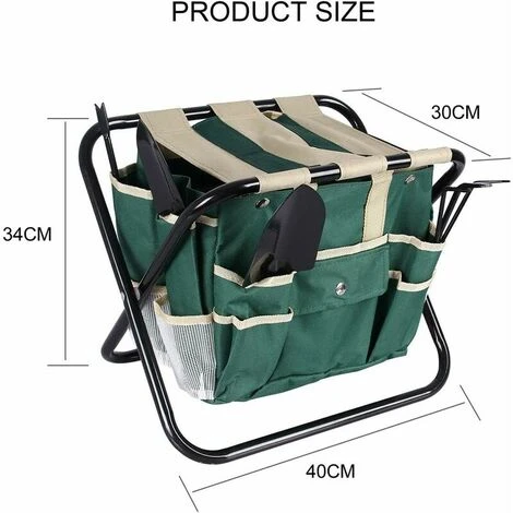 Folding Garden Stool With Tool Bag Gardening Tool Holder Stool For Fishing Picnic Travel Hiking - Image 4