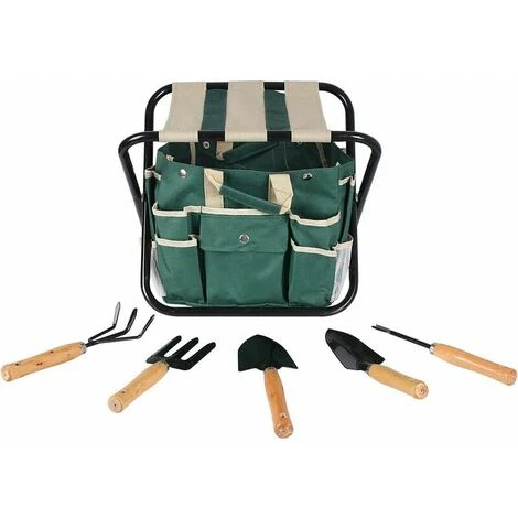 Folding Garden Stool With Tool Bag Gardening Tool Holder Stool For Fishing Picnic Travel Hiking - Image 5