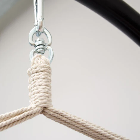 AMANKA Hammock Seat 2 People 150Kg XXL Swinging Cloth Chair 100% Cotton 185x130cm Hanging Fabric Swing Incl Swivel 360° Yellow - Image 5