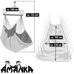 AMANKA Hammock Seat 2 People 150Kg XXL Swinging Cloth Chair 100% Cotton 185x130cm Hanging Fabric Swing Incl Swivel 360° Brown Striped