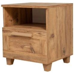 Hedere Bedside Table Cabinet Chest Nightstand Bedroom Furniture - Pine