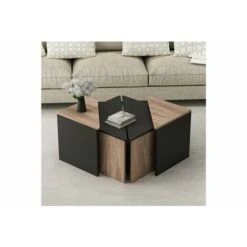 Flora Set Of 4 Nesting Table - Taupe & Black