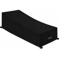 Sun Lounger Protective Cover With Air Vents, Waterproof, Windproof, Anti-UV, 210D Oxford Fabric Sun Lounger Protective Cover, Deckchair (200x75x40/80cm) - Black