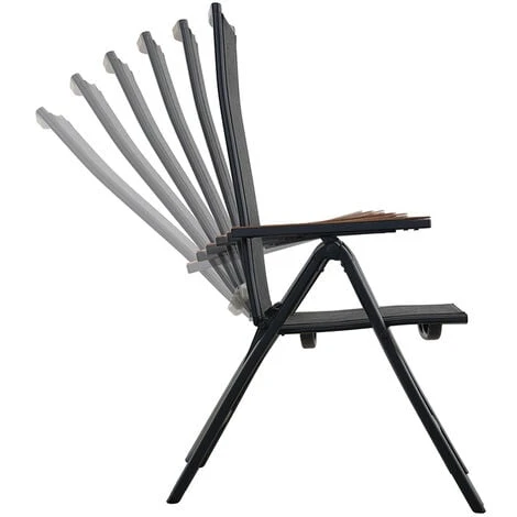Grand Patio High Back Garden Chair Aluminium Folding Dining Chair With Sturdy Armrests, Adjustable 6-Position,Lightweight, Portable Chair For Indoor,Outdoor Loadable 150kg (Black) - Image 2