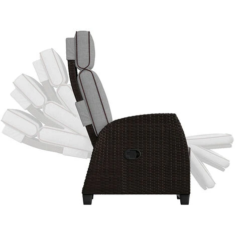 Grand Patio Recliner PE Wicker, Adjustable Position Height Armchair With Flip Table And Cushion, Aluminum Frame, Lounge Chair For Indoor, Outdoor(Brown Wicker, Grey Cushion) - Image 2