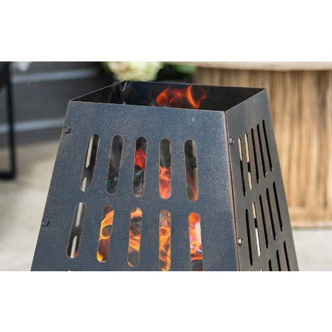 La Hacienda Anubis Fire Basket - Stylish Laser Cut Panels 48x40 Cm Bronze Effect - Image 3