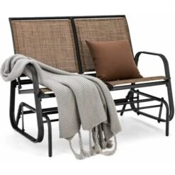 2 Seater Outdoor Glider Bench Patio Double Swing Glider Chair Loveseat