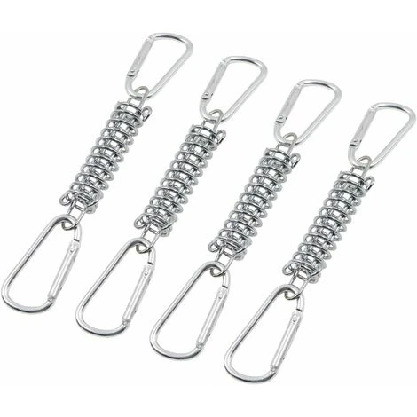 GDRHVFD Tension Spring Buckle Awning Attachment - Shade Sail Attachments Stainless Steel Accessories With 4 Coil Springs 8 Carabiners For Tents Awnings Camping, 4 Pcs