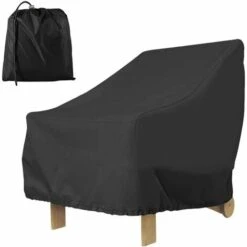 Outdoor Garden Armchair Cover Deep Seat 210D Waterproof Cover,80x85x91cm (Black)
