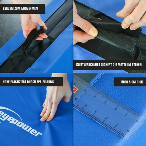 Eyepower RG20 Tumbling Mat 200x100x5cm Thick Foldable Portable Blue-Black - Image 2