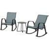 Grand Patio 3 Pieces Rocking Chair Set, Textilene Rocking Bistro Sets With 2 Armchair And 1 Side Table, Weather Resistant, Outdoor Furniture Conversation Set For Porch, Garden, Pool (Blue)