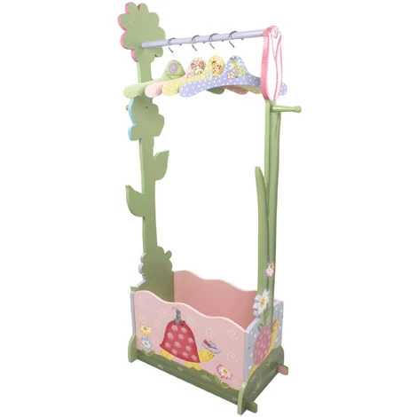 Toy Furniture Magic Garden Dress Up Valet Rack With 4 Hangers - L52 X W28 X H113 Cm - Pink/Green
