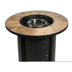 Round Steel Ceramic 30 Inch Propane Gas Fire Pit - Black/ Brown - 76 X 70 X 70 Cm