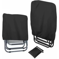 HIASDFLS Lot De 2 Housses De Chaise Inclinable Pliantes En Tissu Oxford 210D Pour Chaises De Jardin Empilables - Housse De Chaise Longue Pliable Avec Sac De Rangement (713434110 Cm) - Noir