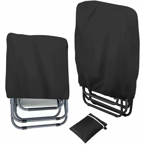 HIASDFLS Lot De 2 Housses De Chaise Inclinable Pliantes En Tissu Oxford 210D Pour Chaises De Jardin Empilables - Housse De Chaise Longue Pliable Avec Sac De Rangement (713434110 Cm) - Noir