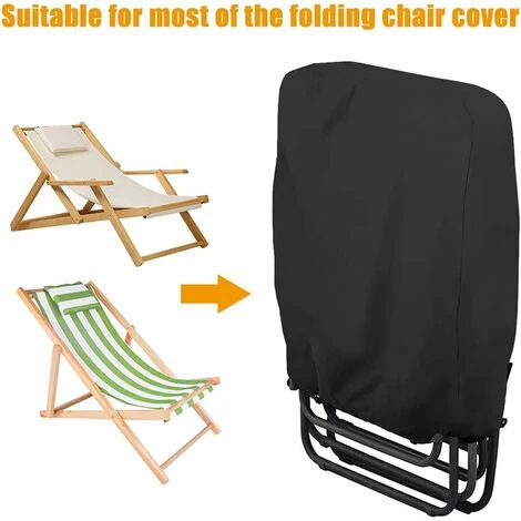 HIASDFLS Lot De 2 Housses De Chaise Inclinable Pliantes En Tissu Oxford 210D Pour Chaises De Jardin Empilables - Housse De Chaise Longue Pliable Avec Sac De Rangement (713434110 Cm) - Noir - Image 3